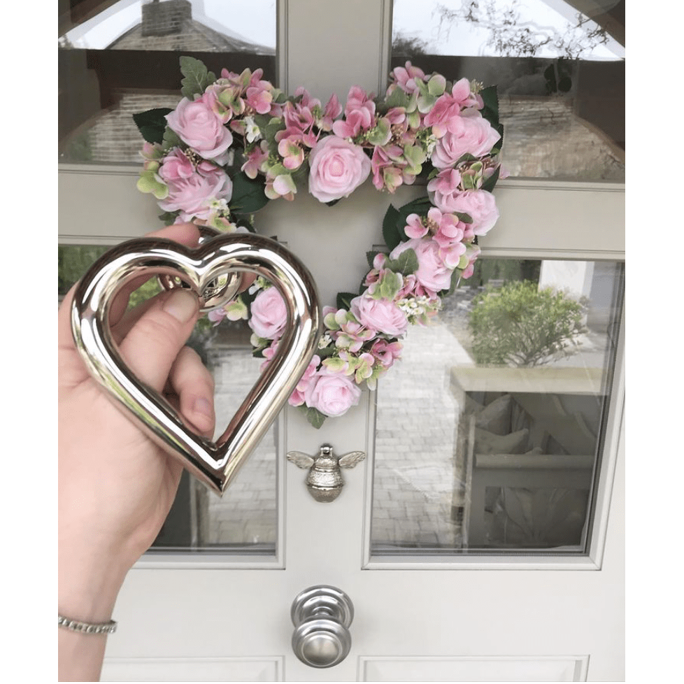Brass Love Heart Door Knocker - Nickel Finish - Brass bee