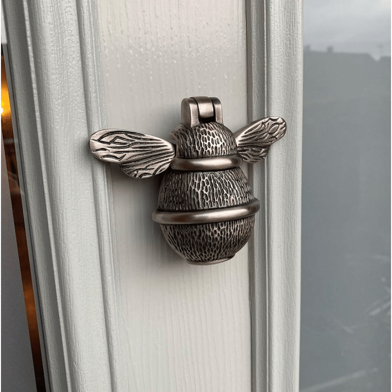 Brass Bumble Bee Door Knocker - Pewter Finish - Brass bee
