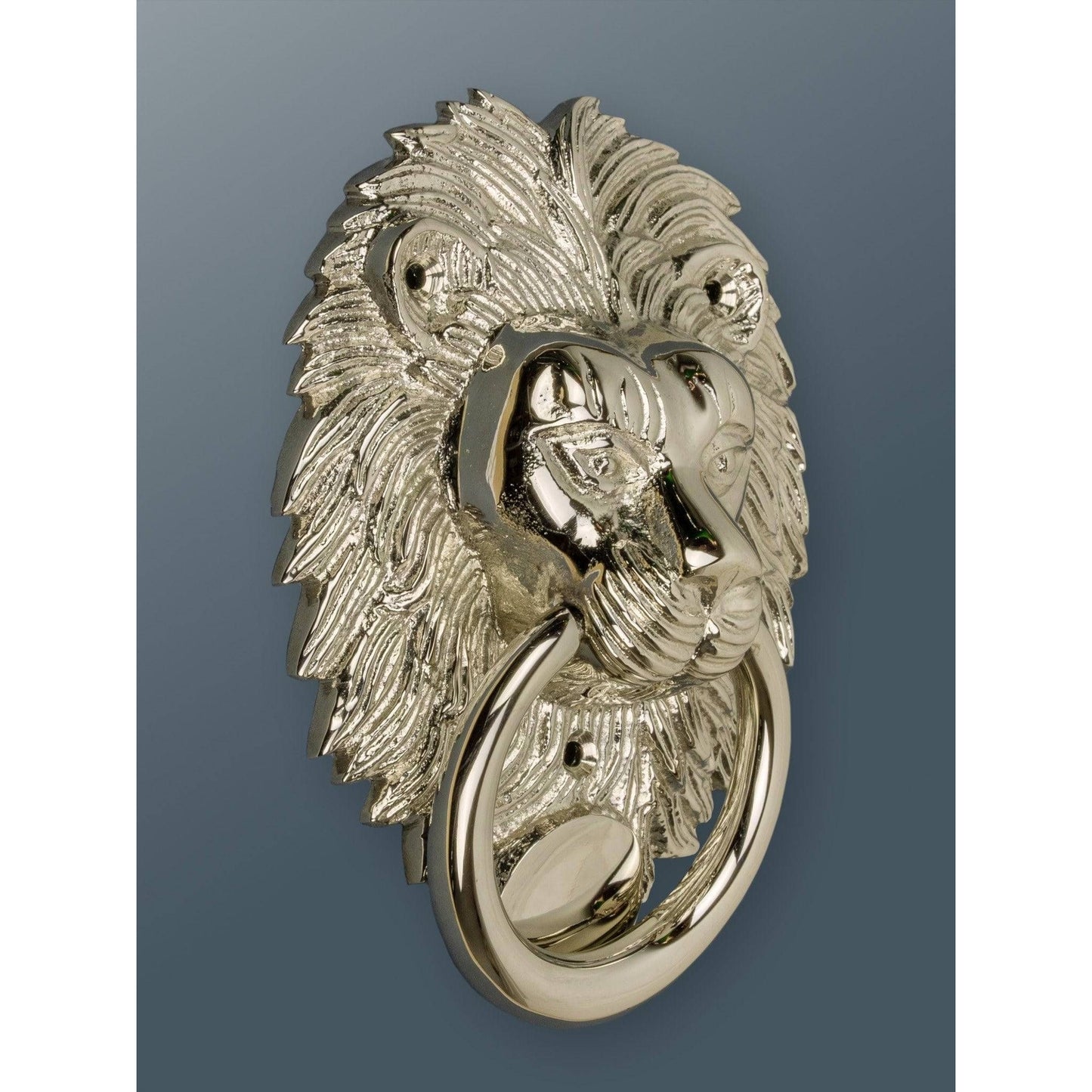 Brass Lion Door Knocker - Nickel Finish - Brass bee