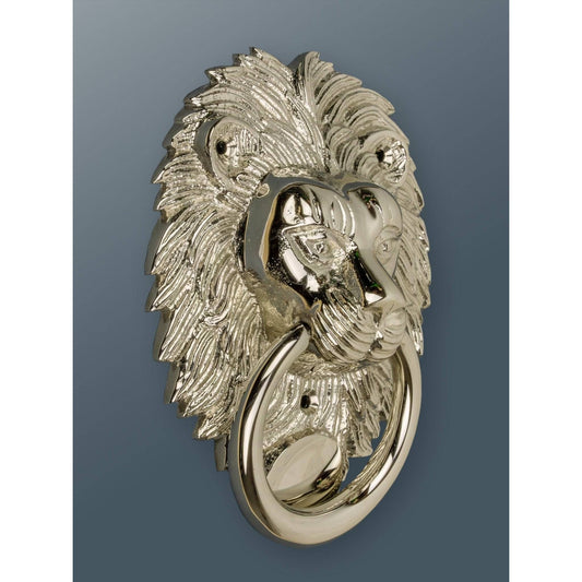 Brass Lion Door Knocker - Nickel Finish - Brass bee