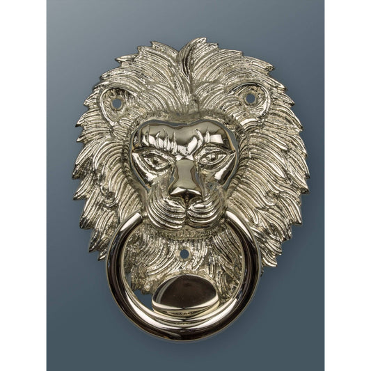 Brass Lion Door Knocker - Nickel Finish - Brass bee
