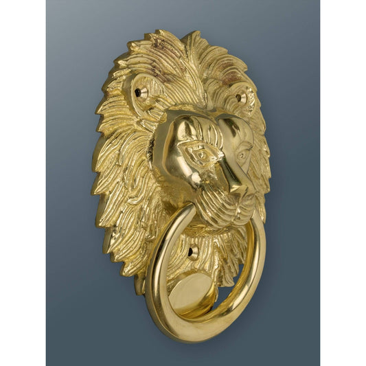 Brass Lion Head Door Knocker - Brass Finish - Brass bee