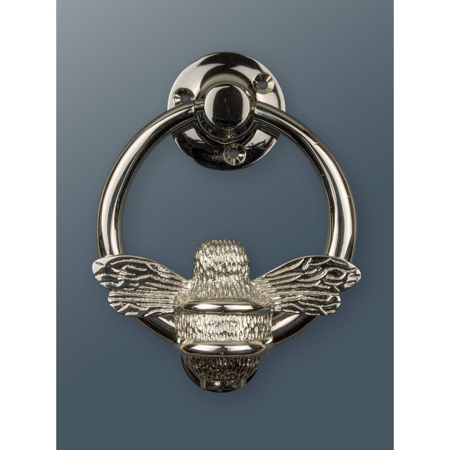 Brass Bumble Bee Ring Door Knocker - Nickel Finish - Brass bee