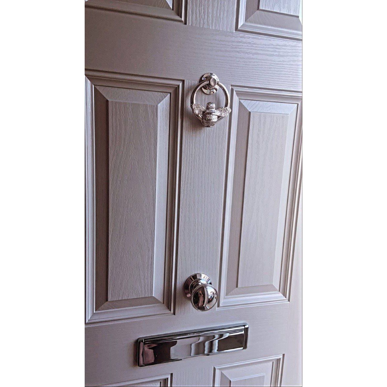 Brass Bumble Bee Ring Door Knocker - Nickel Finish - Brass bee