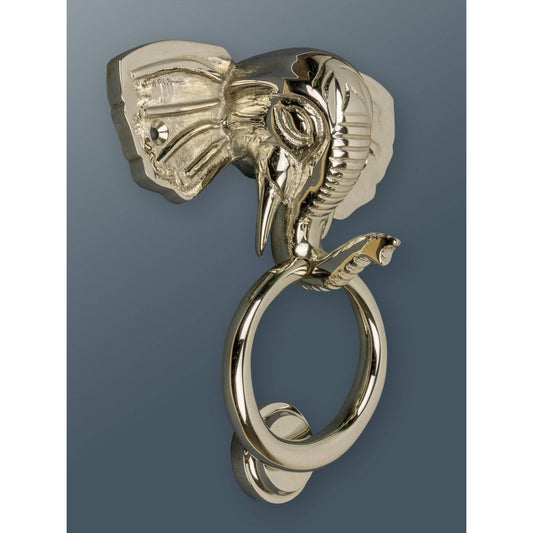 Brass Elephant Door Knocker - Nickel Finish - Brass bee