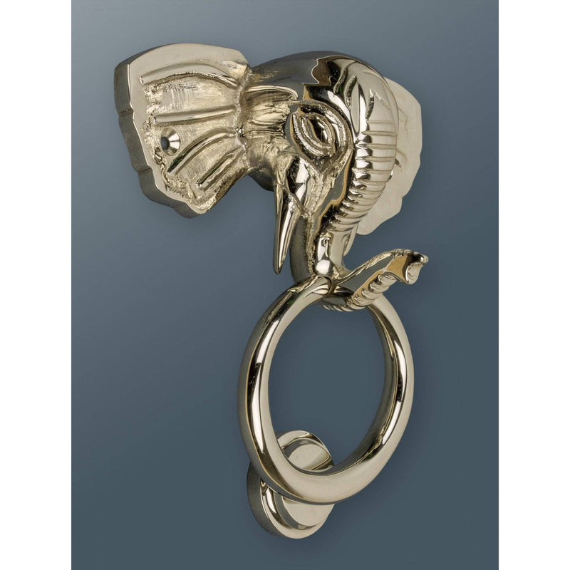Brass Elephant Door Knocker - Nickel Finish - Brass bee