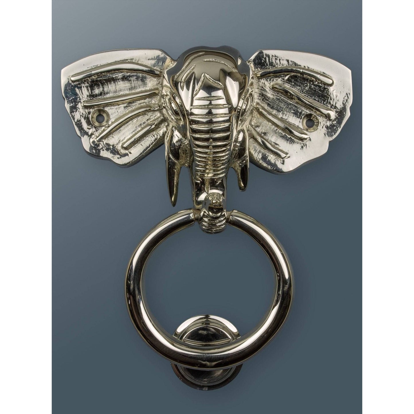 Brass Elephant Door Knocker - Nickel Finish - Brass bee
