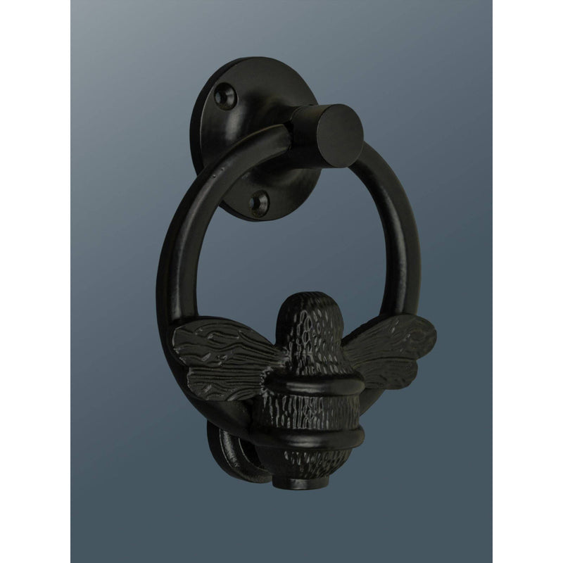 Brass Bumble Bee Ring Door Knocker - Black Finish - Brass bee