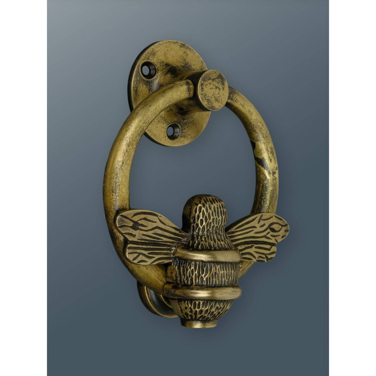 Brass Bumble Bee Ring Door Knocker - Heritage Finish - Brass bee