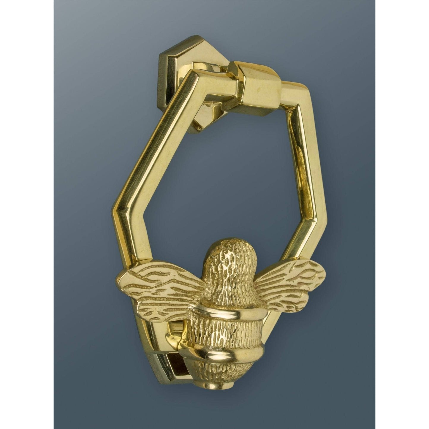 Brass Bumble Bee Honeycomb Door Knocker - Brass Finish - Brass bee
