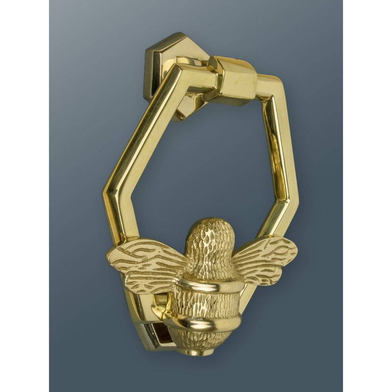 Brass Bumble Bee Honeycomb Door Knocker - Brass Finish - Brass bee