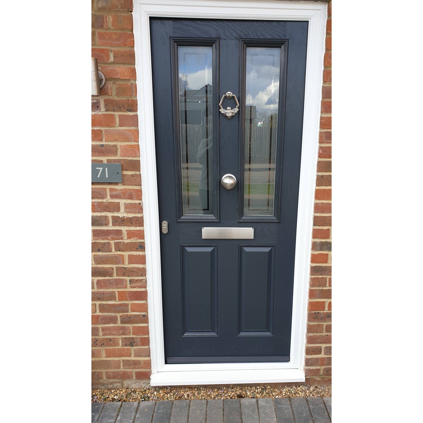 Brass Bumble Bee Honeycomb Door Knocker - Nickel Finish - Brass bee