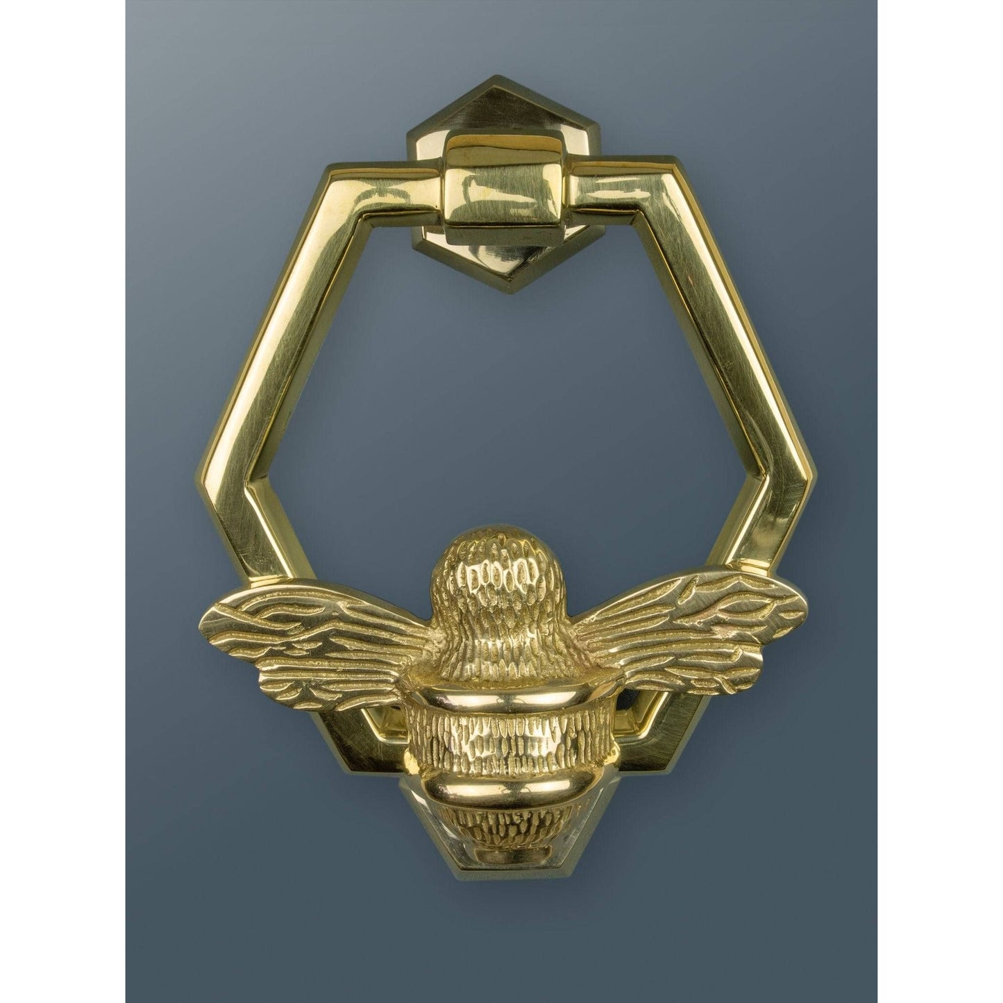 Brass Bumble Bee Honeycomb Door Knocker - Brass Finish - Brass bee