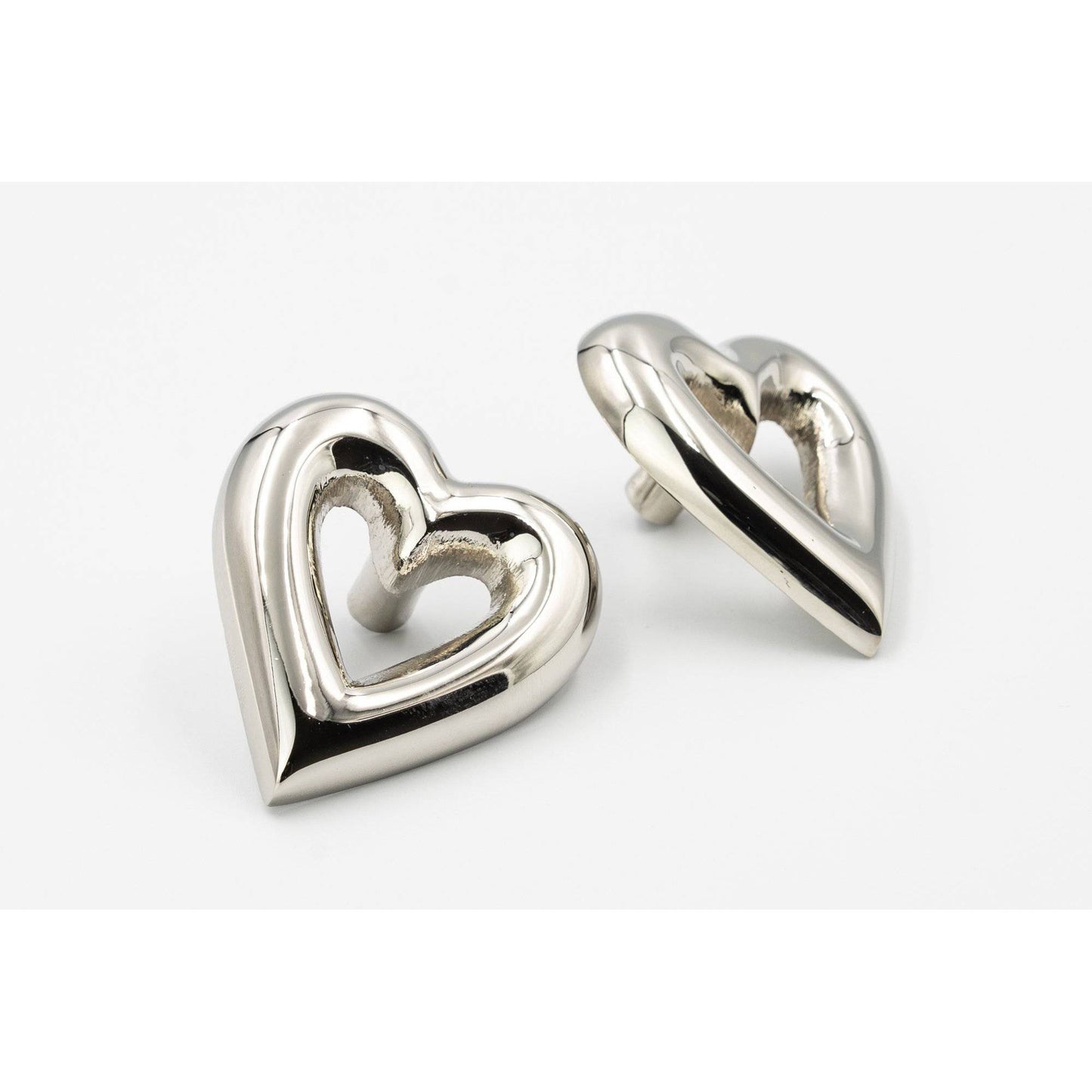 Brass Heart Drawer Cabinet Knob - Nickel Finish - Brass bee