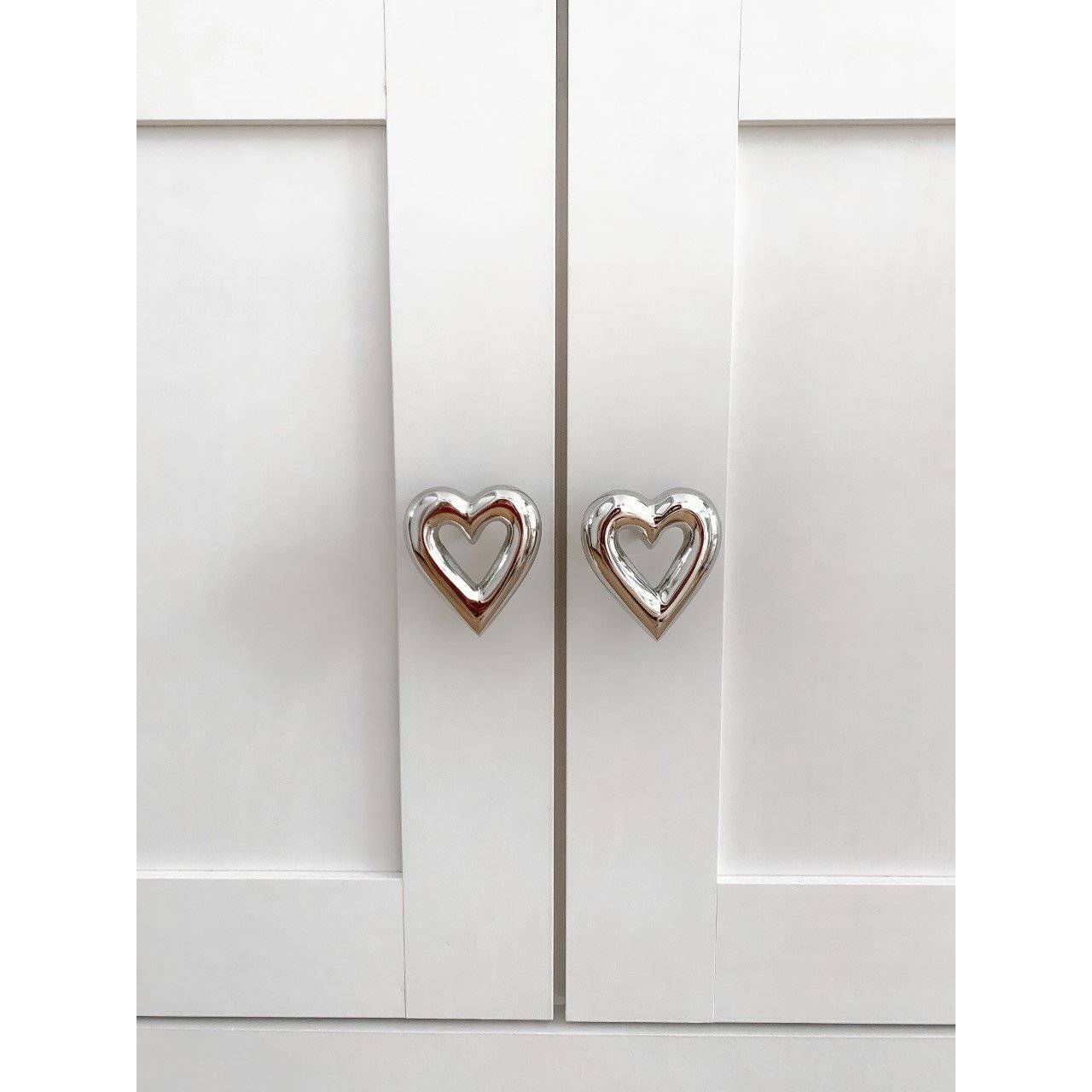 Brass Heart Drawer Cabinet Knob - Nickel Finish - Brass bee