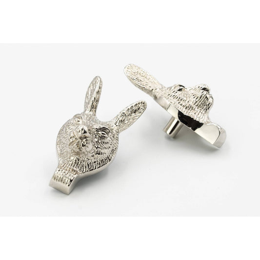 Brass Hare Drawer Cabinet Knob - Nickel Finish - Brass bee