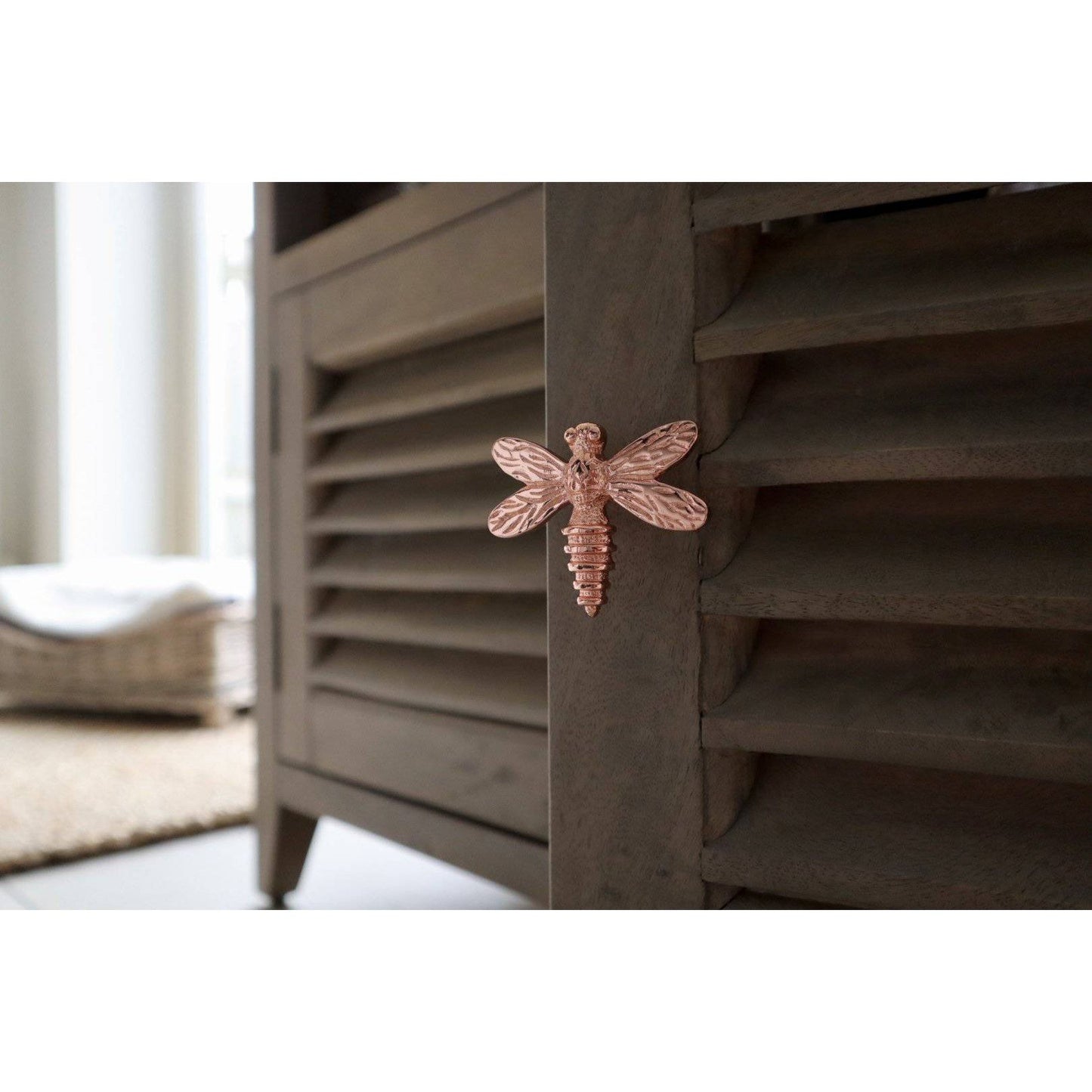 Brass Dragonfly Drawer Knob - Rose Gold Finish - Brass bee