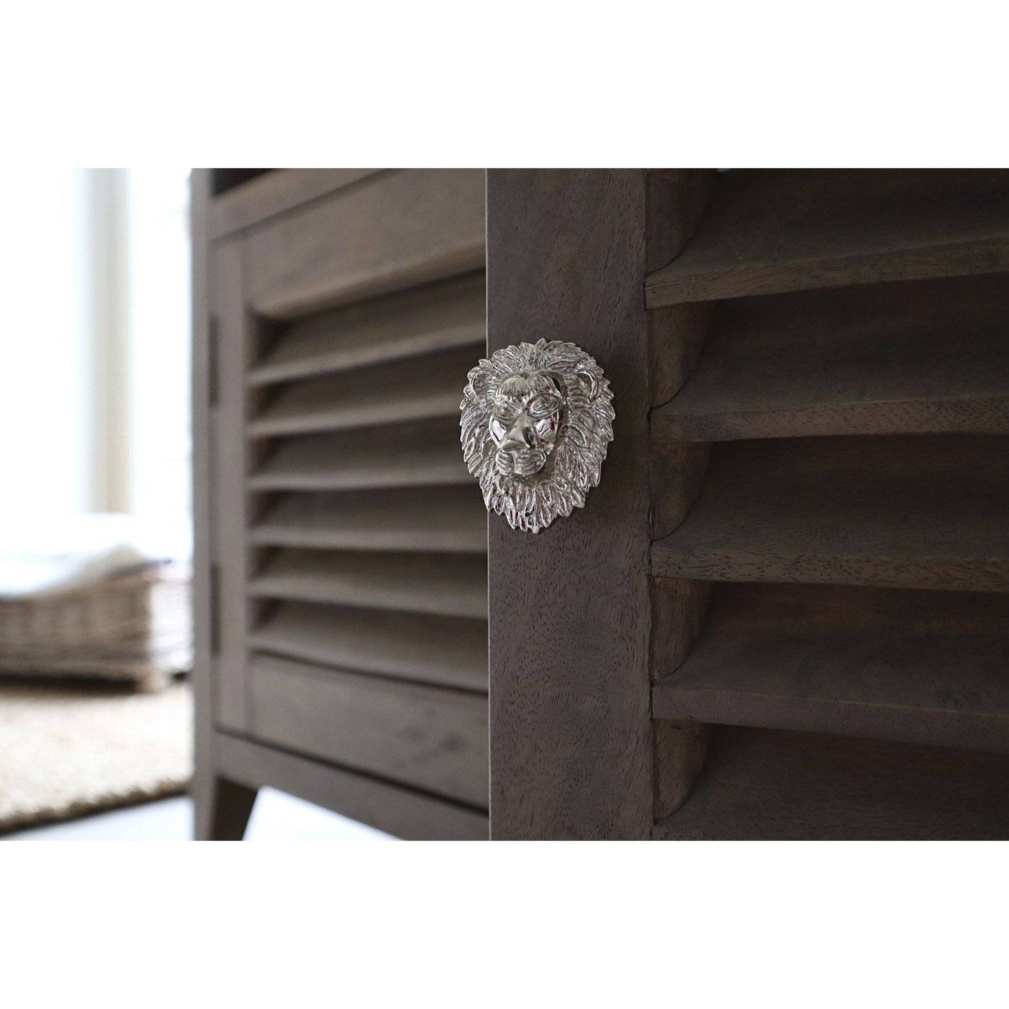 Brass Lion Drawer Cabinet Knob - Nickel Finish - Brass bee
