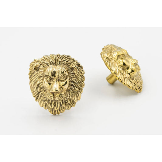 Brass Lion Drawer Cabinet Knob - Brass Finish - Brass bee