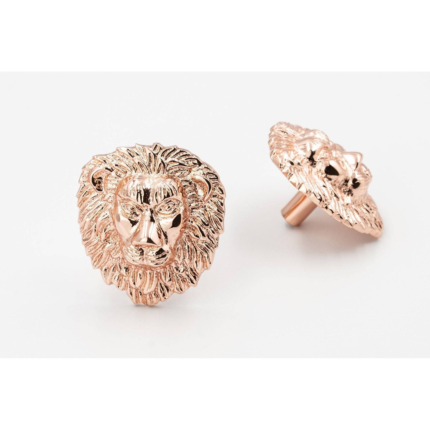 Brass Lion Drawer Cabinet Knob - Rose Gold Finish - Brass bee