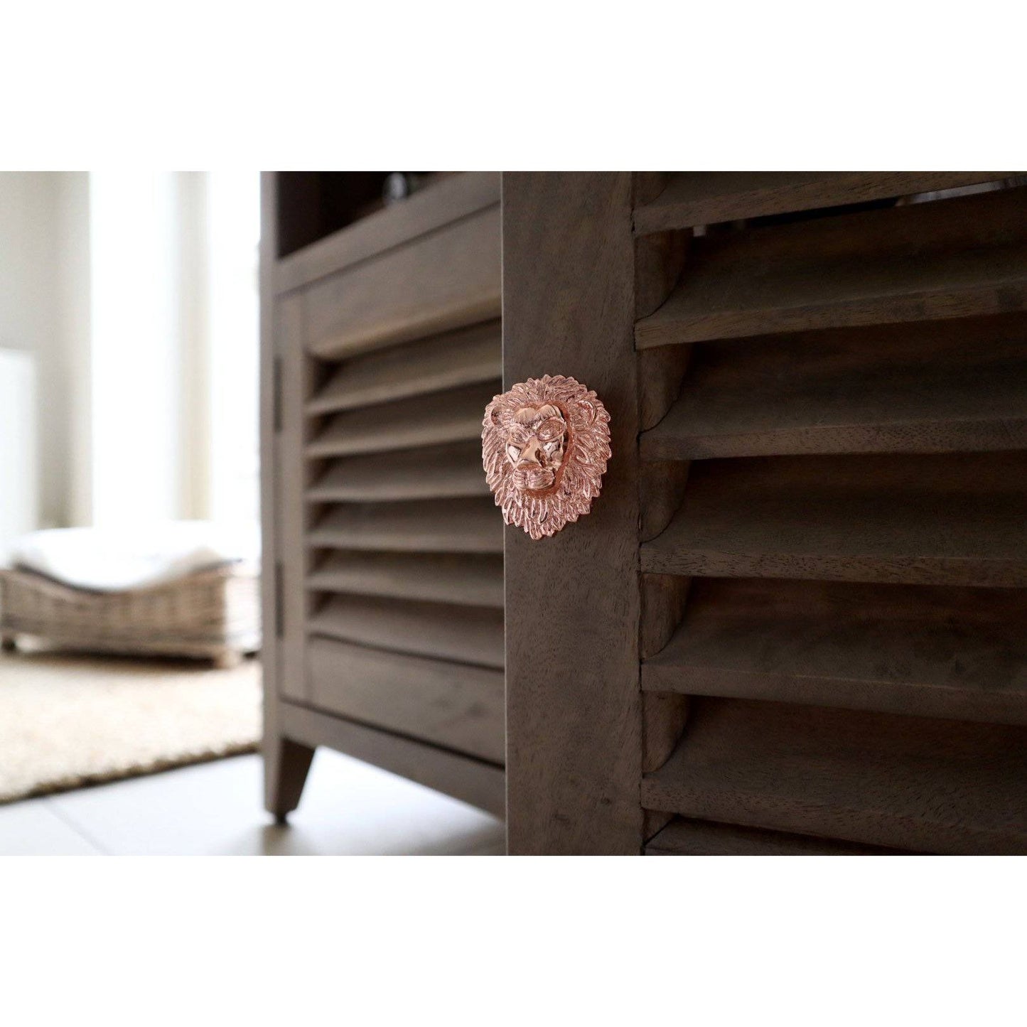 Brass Lion Drawer Cabinet Knob - Rose Gold Finish - Brass bee