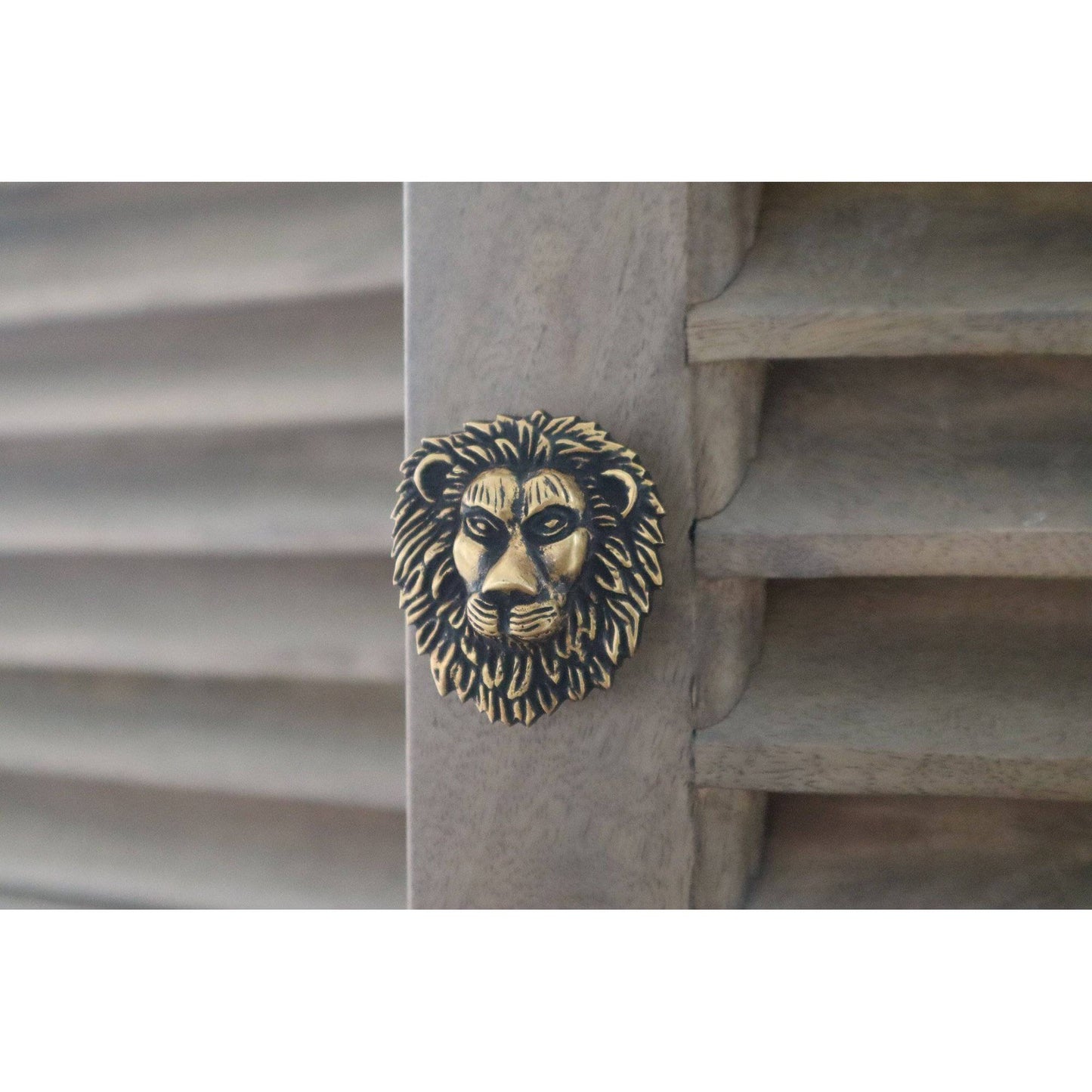 Brass Lion Drawer Cabinet Knob - Heritage Finish - Brass bee