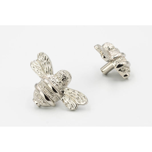 Brass Bee Drawer Cabinet Knob - Nickel Finish - Brass bee