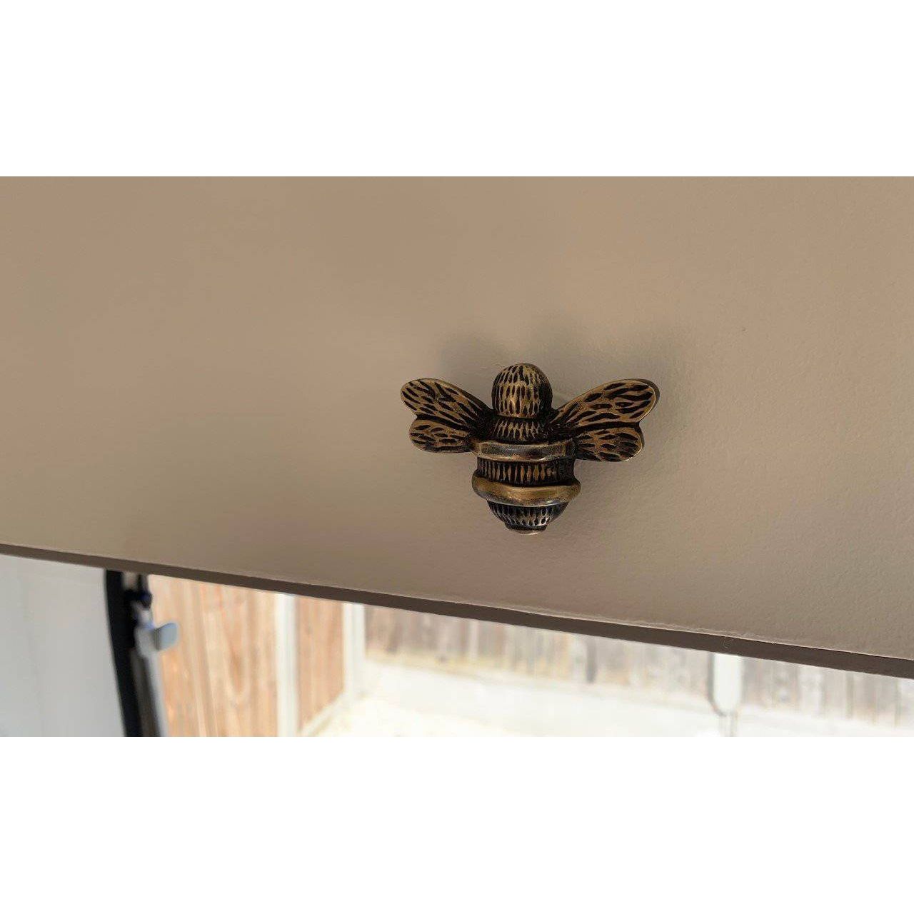 Brass Bee Drawer Cabinet Knob - Heritage Finish - Brass bee