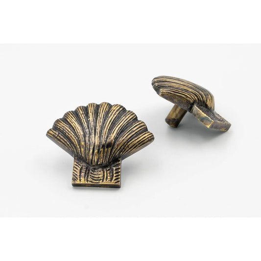 Brass Shell Drawer Cabinet Knob - Heritage Finish - Brass bee