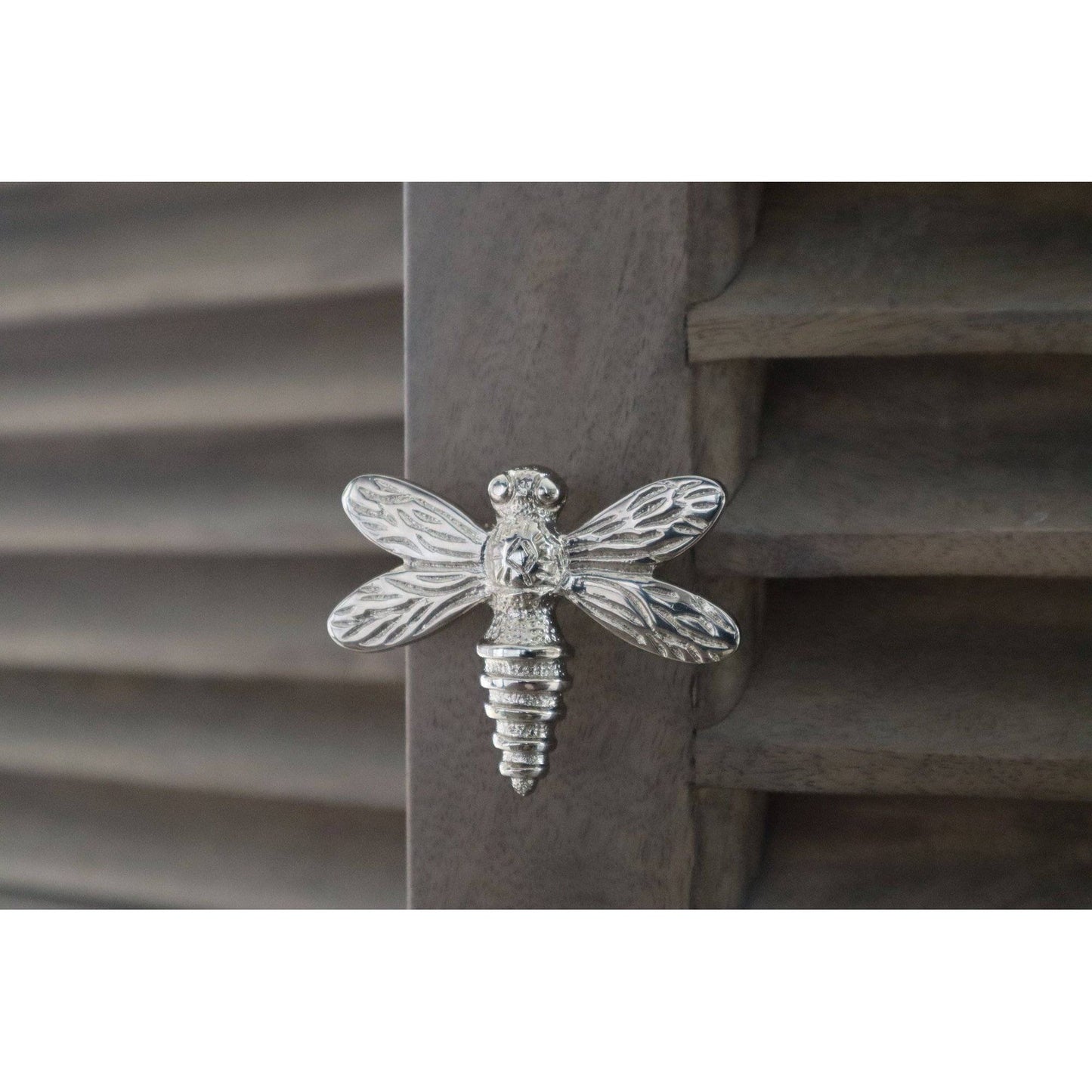 Brass Dragonfly Drawer Knob - Nickel Finish - Brass bee