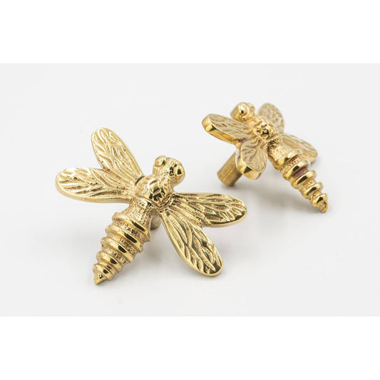 Brass Dragonfly Drawer Knob - Brass Finish - Brass bee