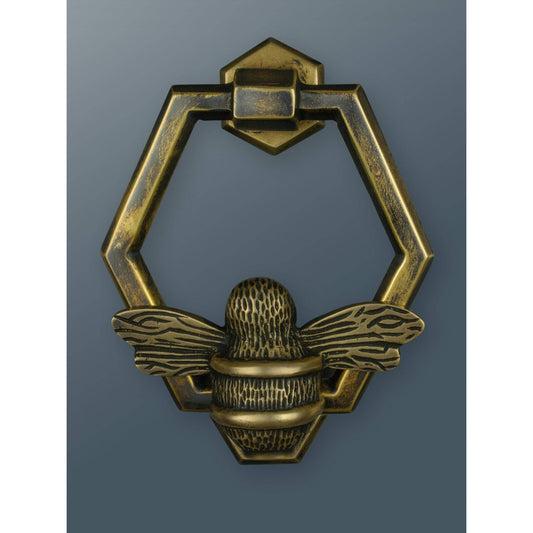 Brass Bumble Bee Honeycomb Door Knocker - Heritage Brass Finish