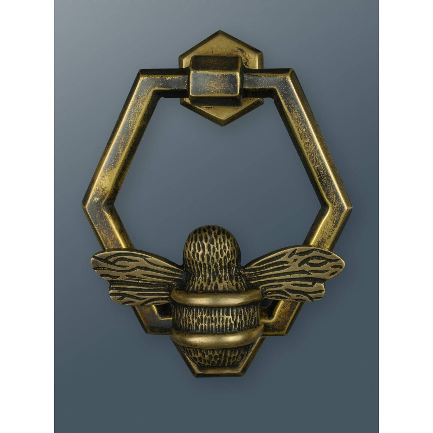 Brass Bumble Bee Honeycomb Door Knocker - Heritage Brass Finish