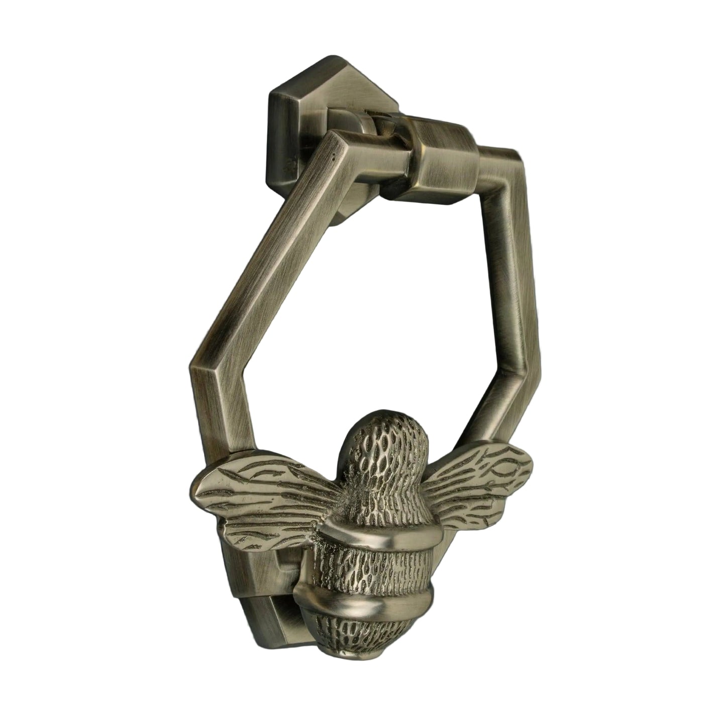 Brass Bumble Bee Honeycomb Door Knocker - Pewter Finish - Brass bee