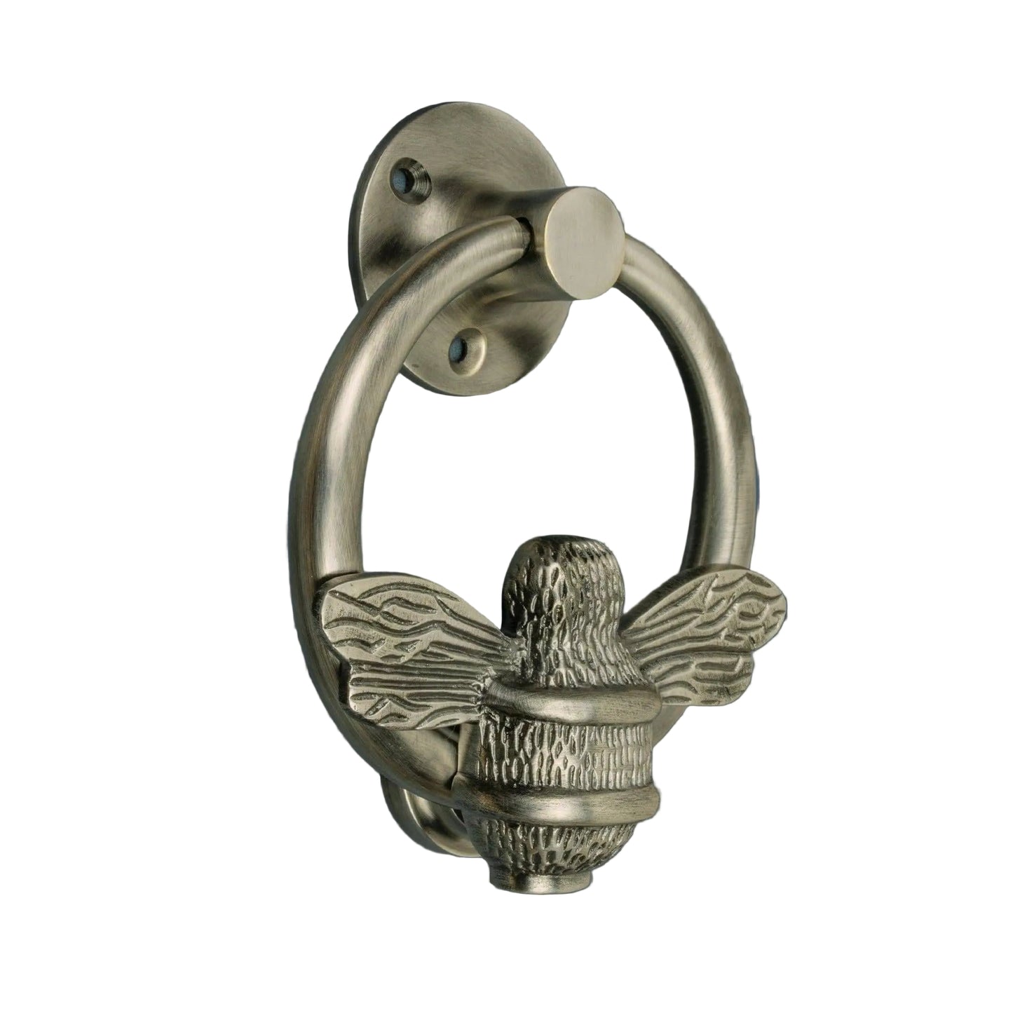 Brass Bumble Bee Ring Door Knocker - Pewter Finish - Brass bee