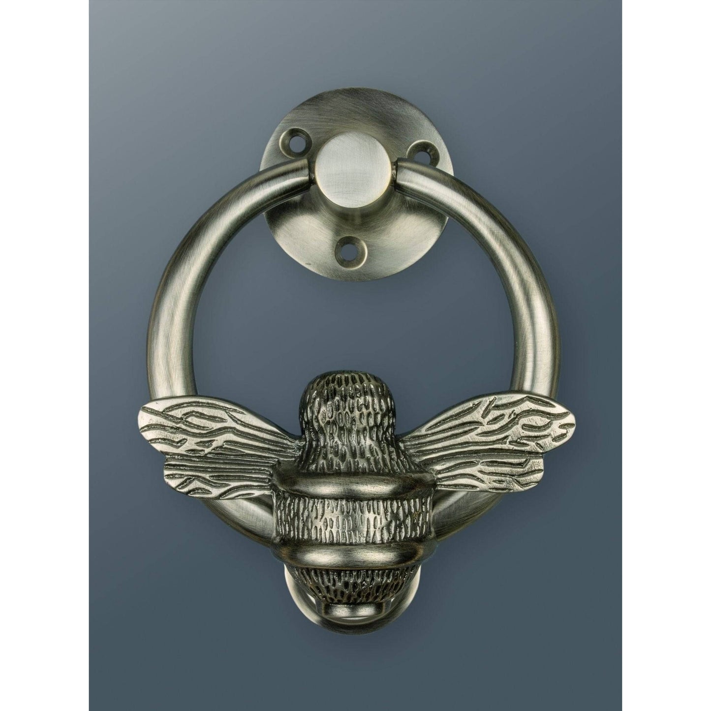 Brass Bumble Bee Ring Door Knocker - Pewter Finish - Brass bee