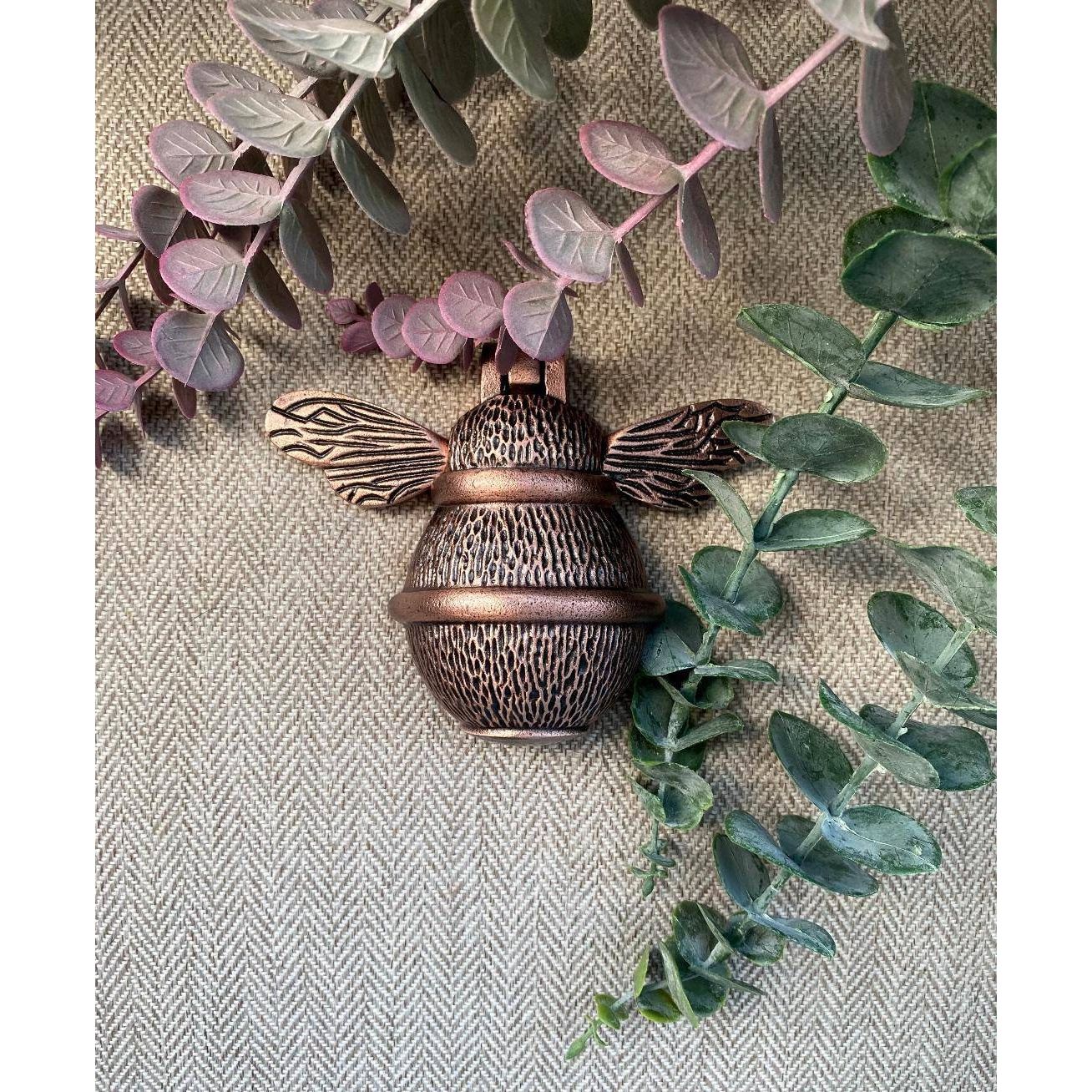 Brass Bumble Bee Door Knocker - Antique Copper Finish - Brass bee