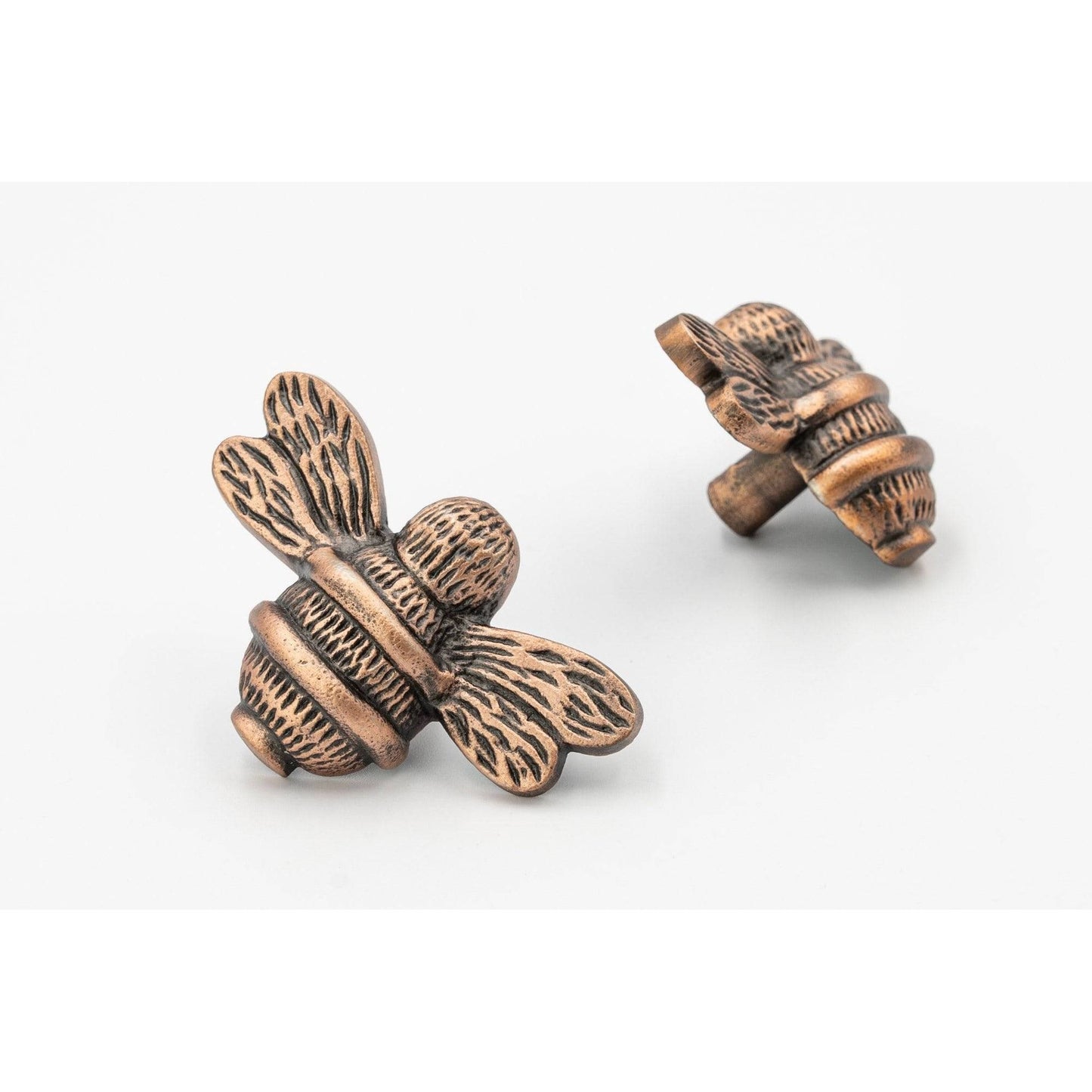 Brass Bee Drawer Cabinet Knob - Antique Copper Finish - Brass bee