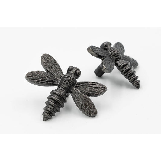 Brass Dragonfly Drawer Knob - Black Finish - Brass bee