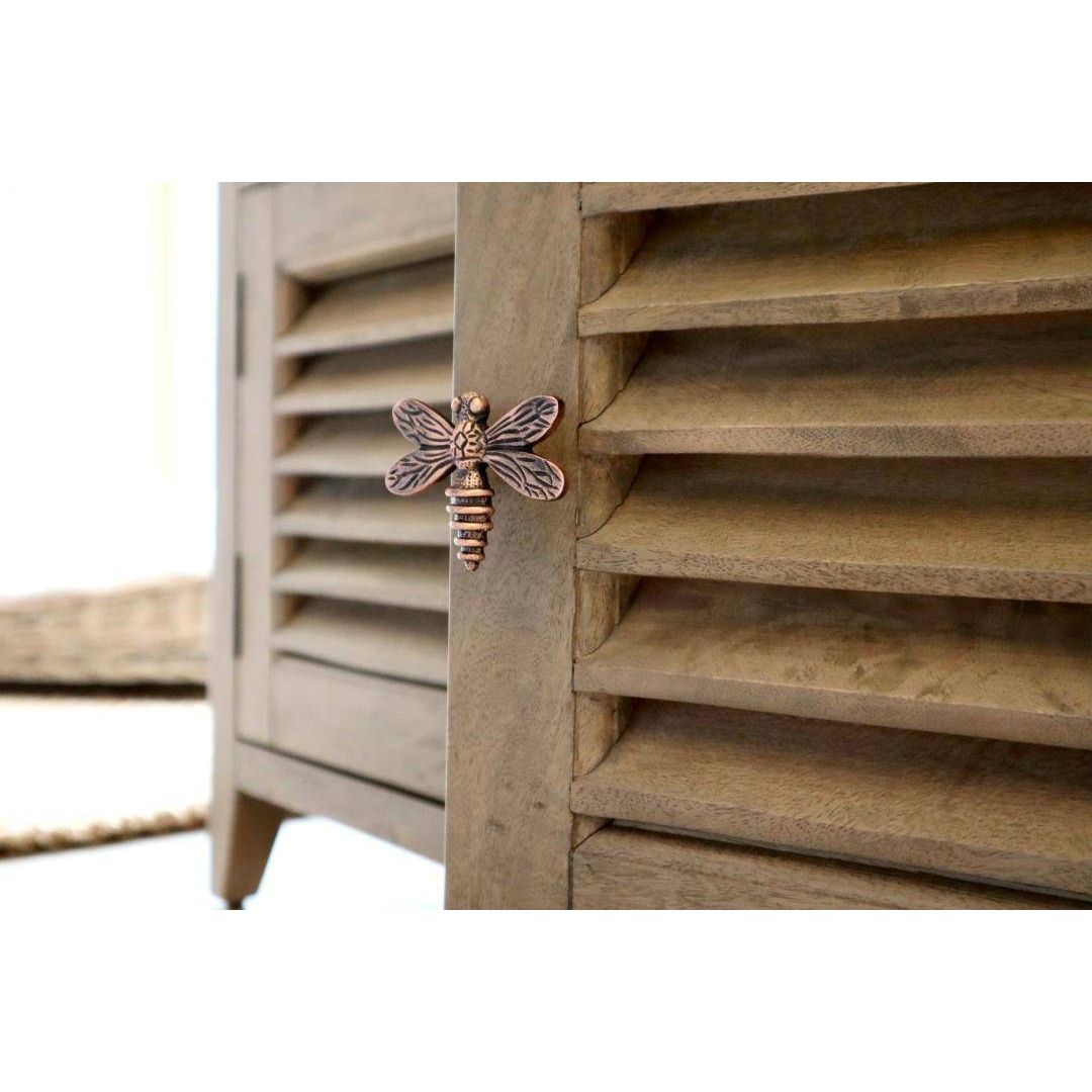 Brass Dragonfly Drawer Knob - Antique Copper Finish - Brass bee