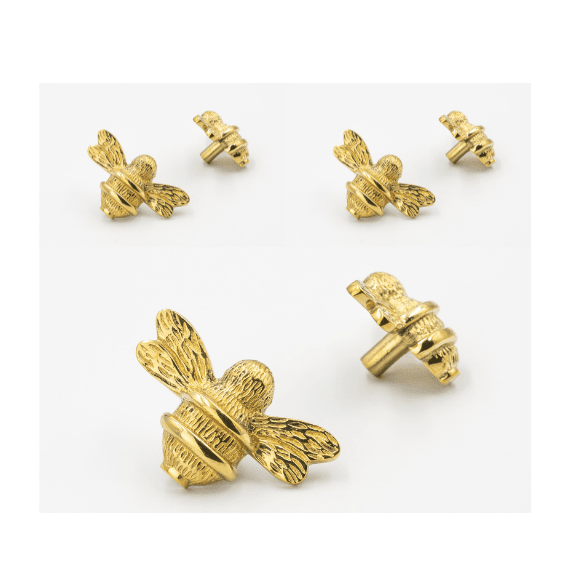 x6 Brass Bee Drawer Cabinet Knobs - Nickel, Brass, Rose Gold, Pewter, Black, Heritage & Satin Finishes - Brass bee
