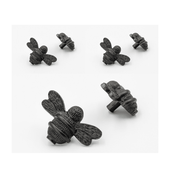 x6 Brass Bee Drawer Cabinet Knobs - Nickel, Brass, Rose Gold, Pewter, Black, Heritage & Satin Finishes - Brass bee