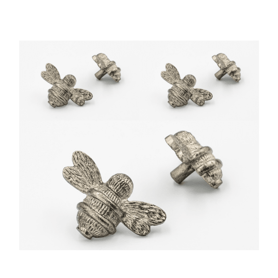 x6 Brass Bee Drawer Cabinet Knobs - Nickel, Brass, Rose Gold, Pewter, Black, Heritage & Satin Finishes - Brass bee