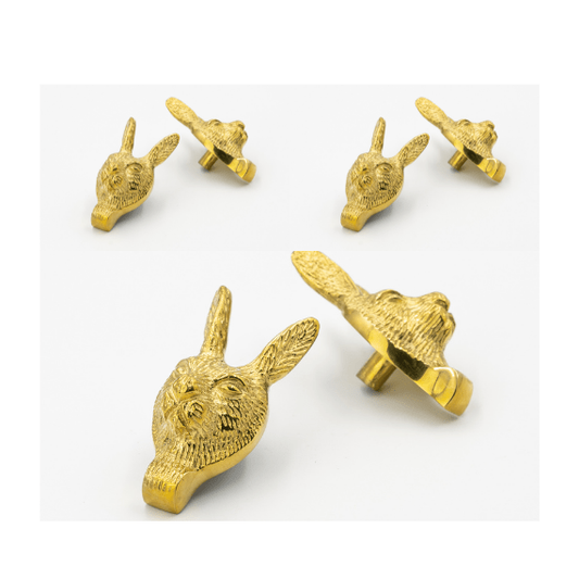 x6 Brass Hare Drawer Cabinet Knobs - Nickel, Brass & Rose Gold Finishes - Brass bee