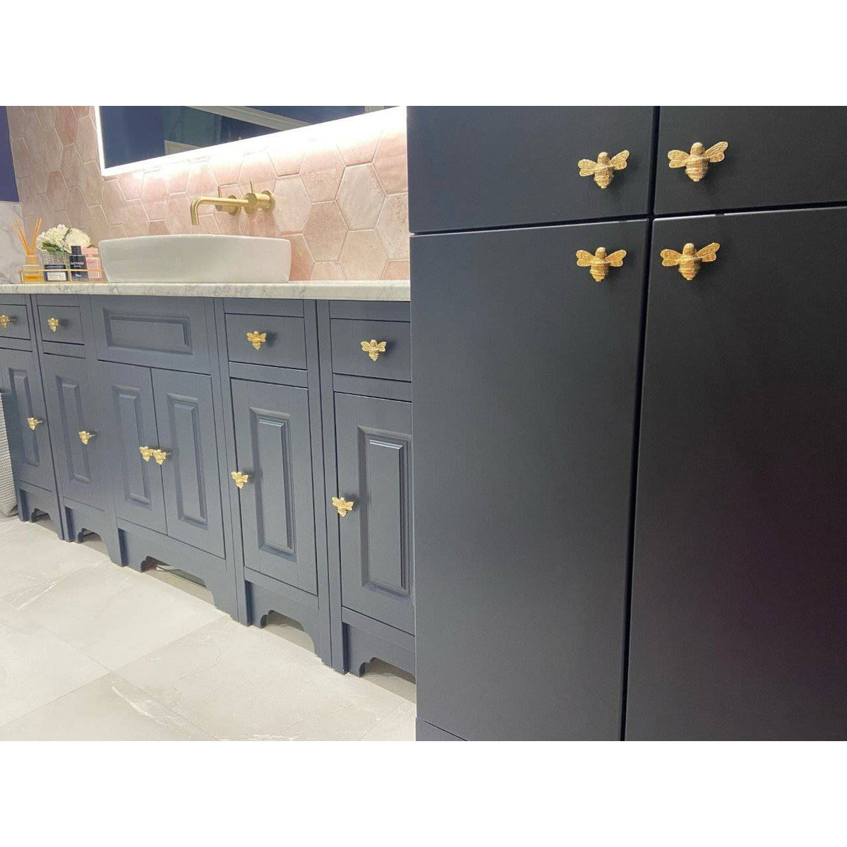 x6 Brass Bee Drawer Cabinet Knobs - Nickel, Brass, Rose Gold, Pewter, Black, Heritage & Satin Finishes - Brass bee
