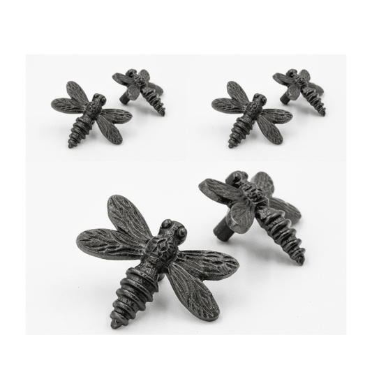 x6 Brass Dragonfly Drawer Cabinet Knobs - Nickel, Brass, Black, Satin, Copper, Pewter & Rose Gold Finishes - Brass bee