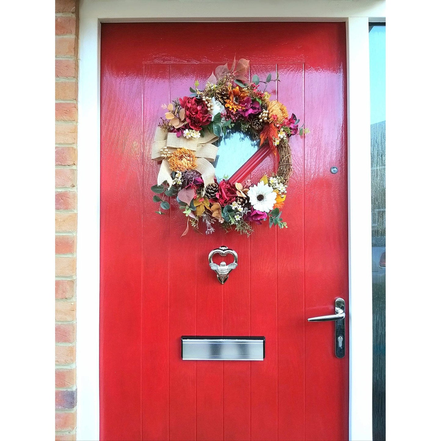 Brass Bumble Bee Heart Door Knocker - Nickel Finish - Brass bee