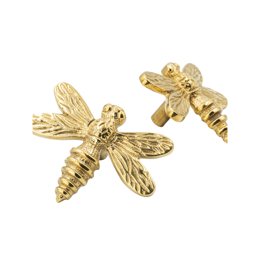 Brass Dragonfly Drawer Knob - Brass Finish - Brass bee