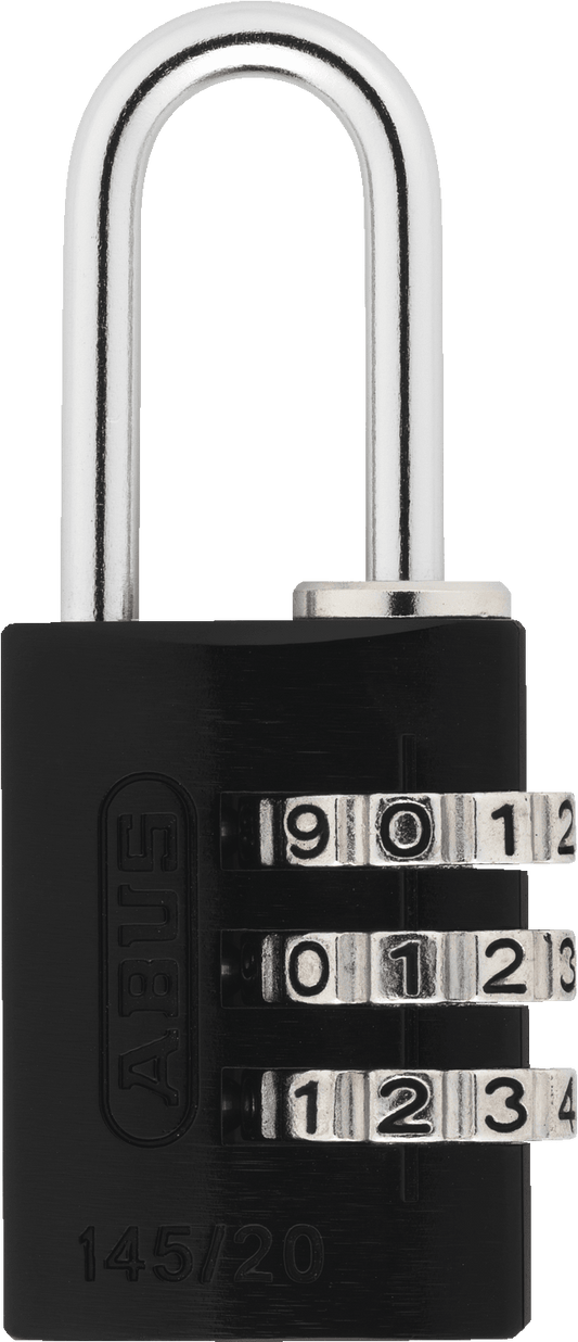 145 Series – Solid Aluminium Combination Padlock 145/20 | 3 Digit Code (Compact Size) Black Love Handles uk