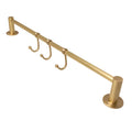 Satin Brass Hook Rail with 3 Brass Hooks - Solid Brass